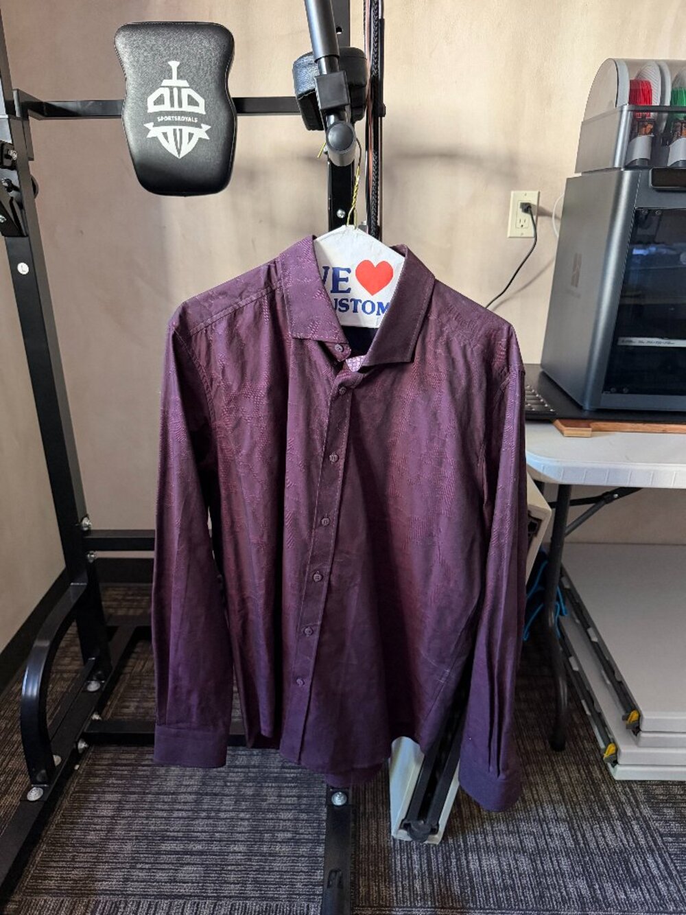 Robert Graham Men’s Purple Tonal Jacquard Tailored-Fit Shirt Large